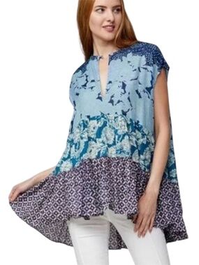 FREE PEOPLE 100% Cotton Lightweight Oversize Relaxed Fit Tiered Tunic Top Sz S